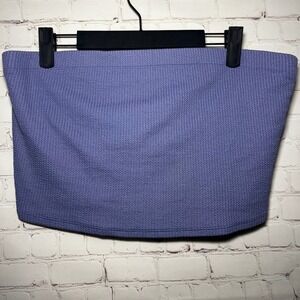 ✨Urban Outfitters Blue Tube Top Ribbed Knit Built In Bra Cropped Top Size Large